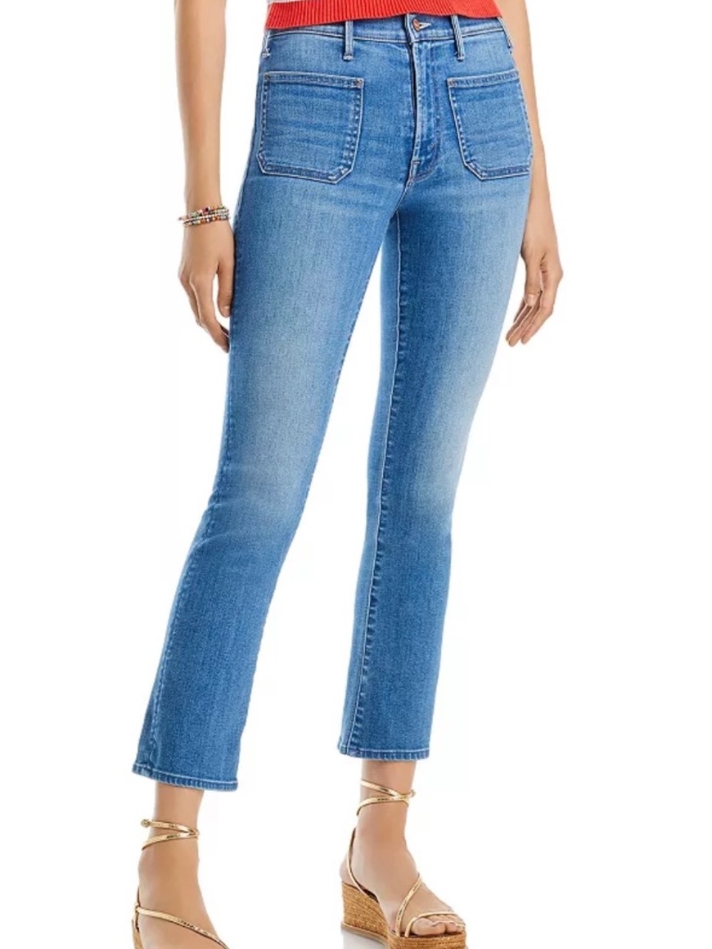 Mother Denim Patch Pocket Insider Ankle in Happy Pill